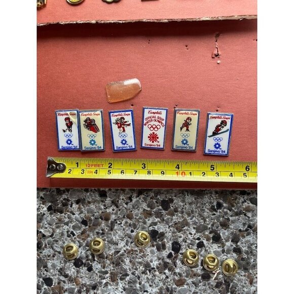 VINTAGE Campbells Soups Sarajevo 84 Winter Olympics Pins Set Of 5 - Picture 1 of 6